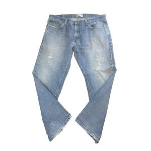Signature by Levi Strauss & Co Mens Straight Leg Distressed Blue Jeans 36x27